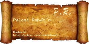 Palcsi Rabán névjegykártya